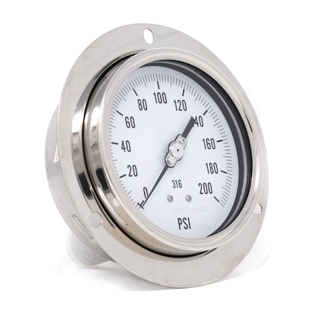 Pic Gauges 4 in Dial, 1/2 in NPT Male Lower Back Location, Stainless Steel Case Material PRO-314D-402G